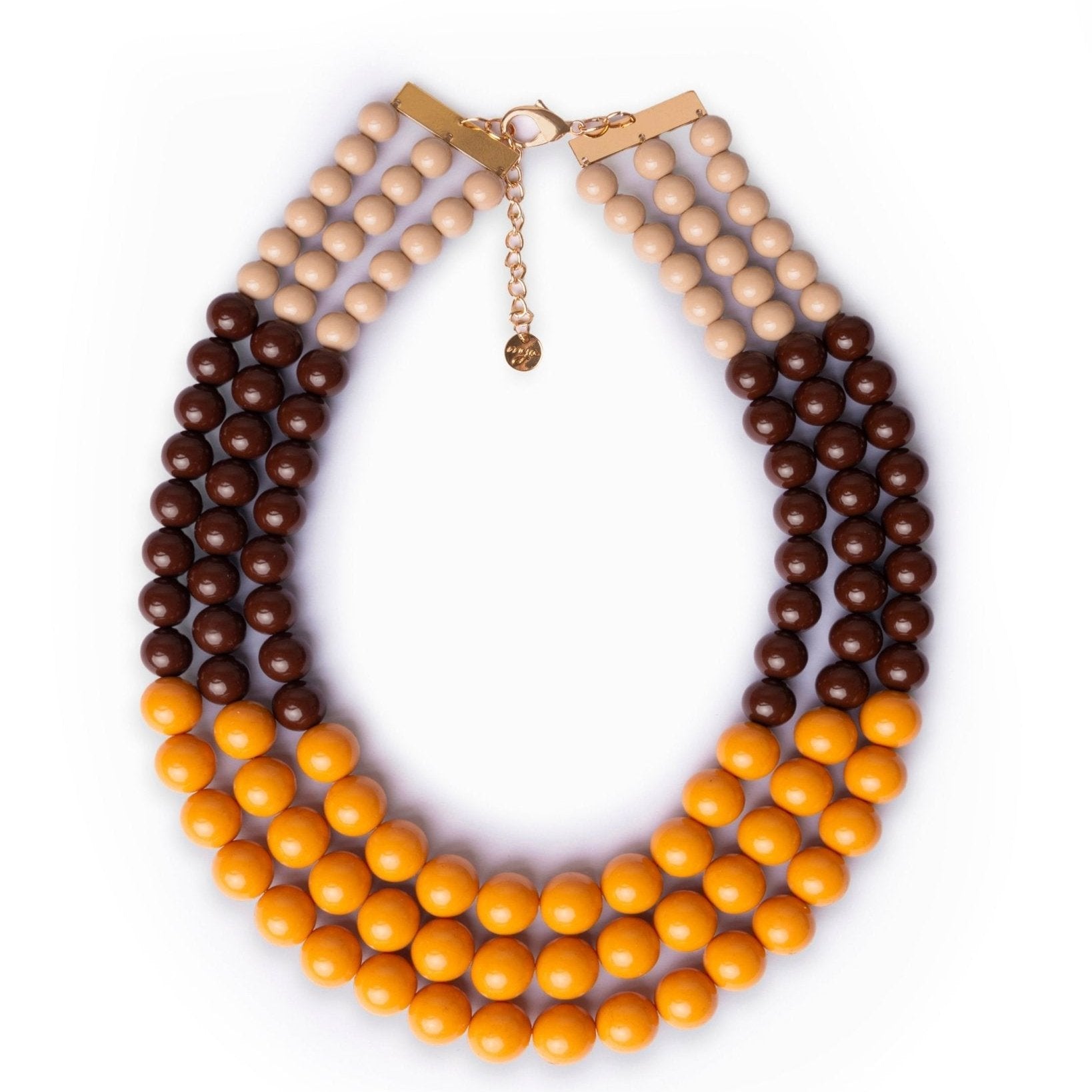 Collana girocollo multilinee con sfere in acrilico tono marrone - Mya Accessories