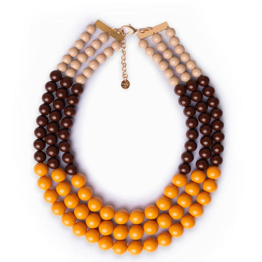 Collana girocollo multilinee con sfere in acrilico tono marrone - Mya Accessories