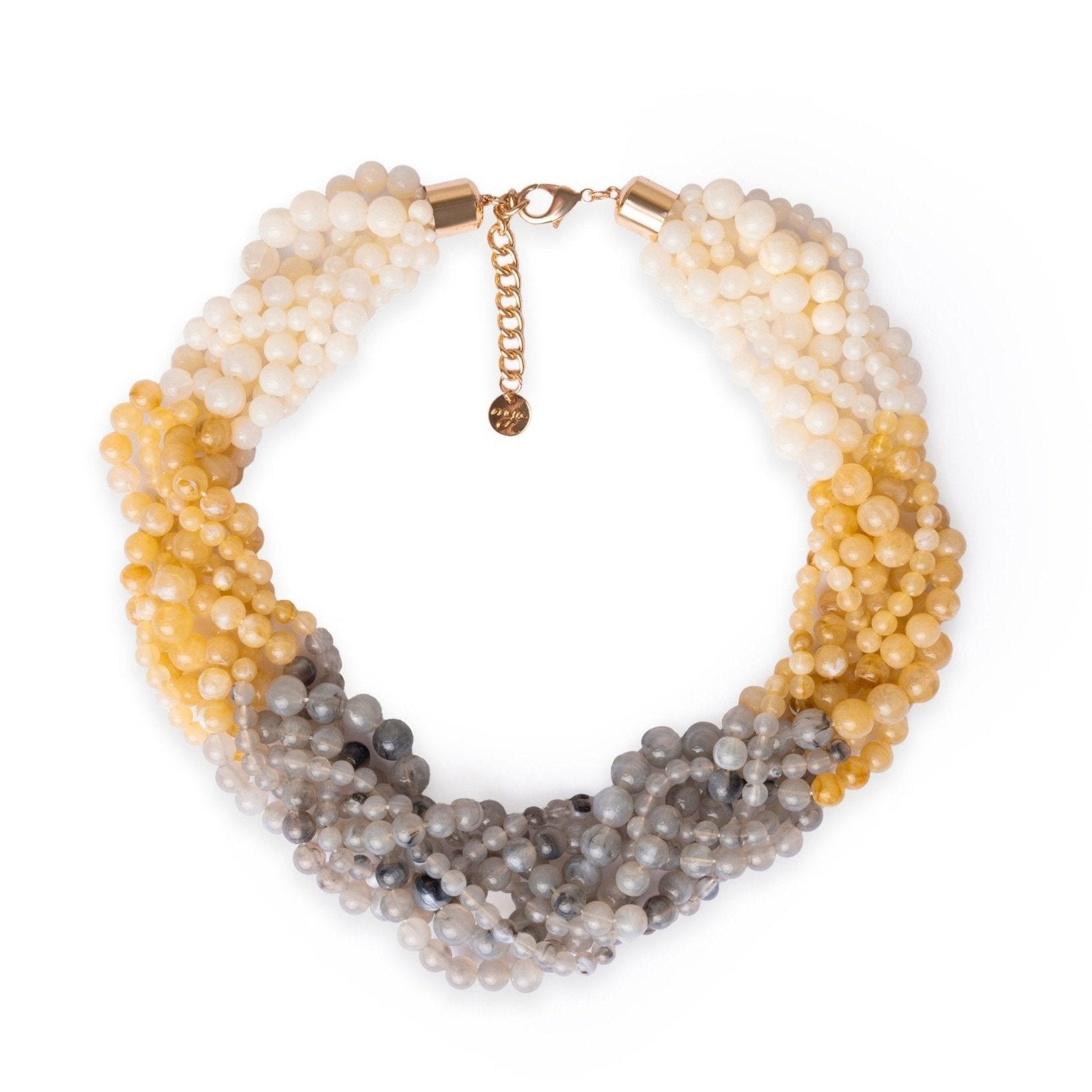 Collana girocollo a treccia con sfere in acrilico sui toni chiari - Mya Accessories