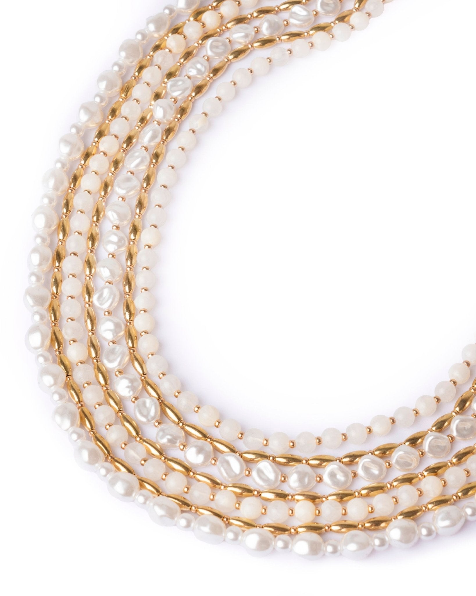 Collana girocollo a catena multilinee con pietre acrilico bianco - Mya Accessories