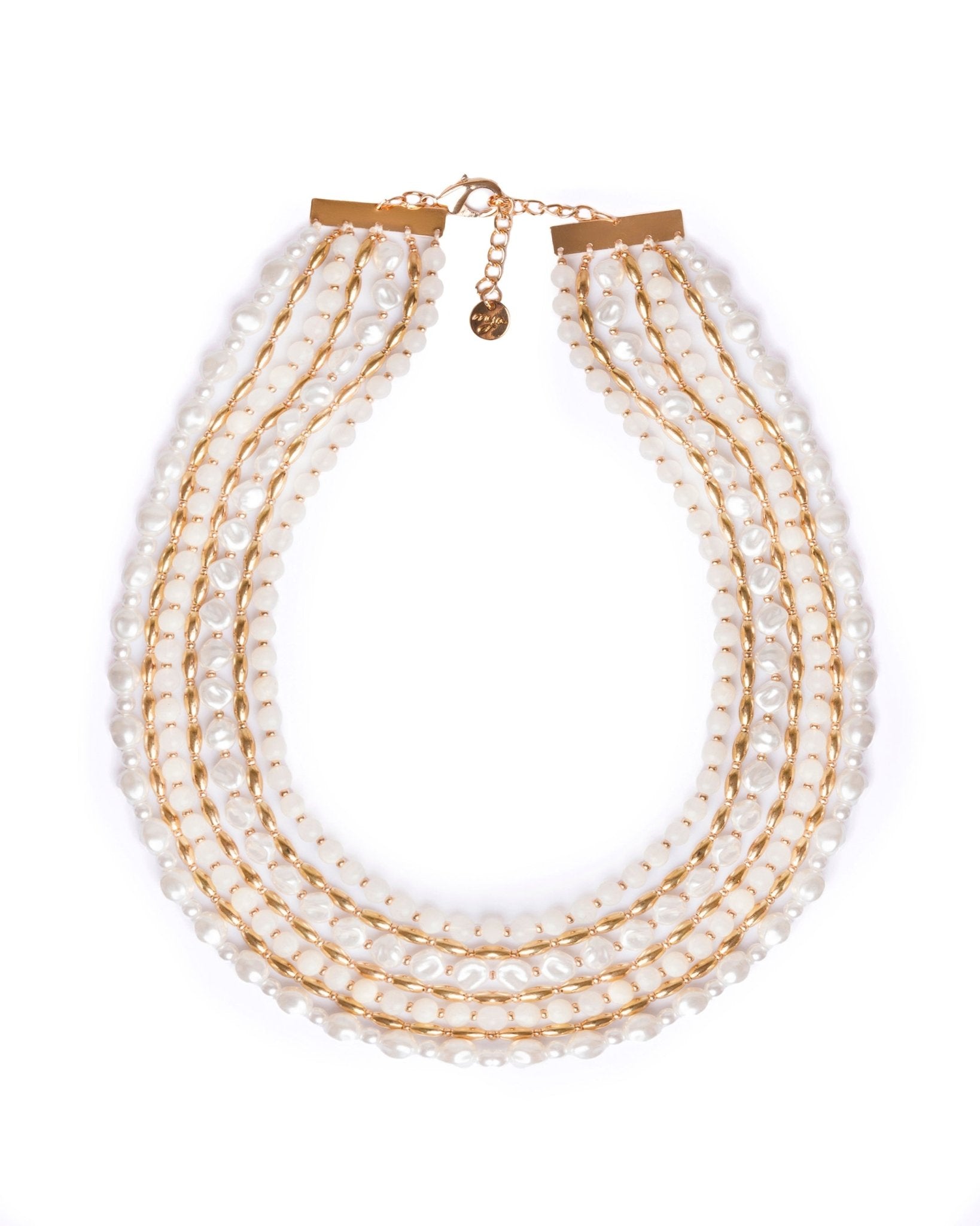 Collana girocollo a catena multilinee con pietre acrilico bianco - Mya Accessories