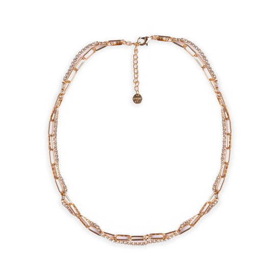 Collana girocollo a catena doppio filo strass cristallo e metallo - Mya Accessories