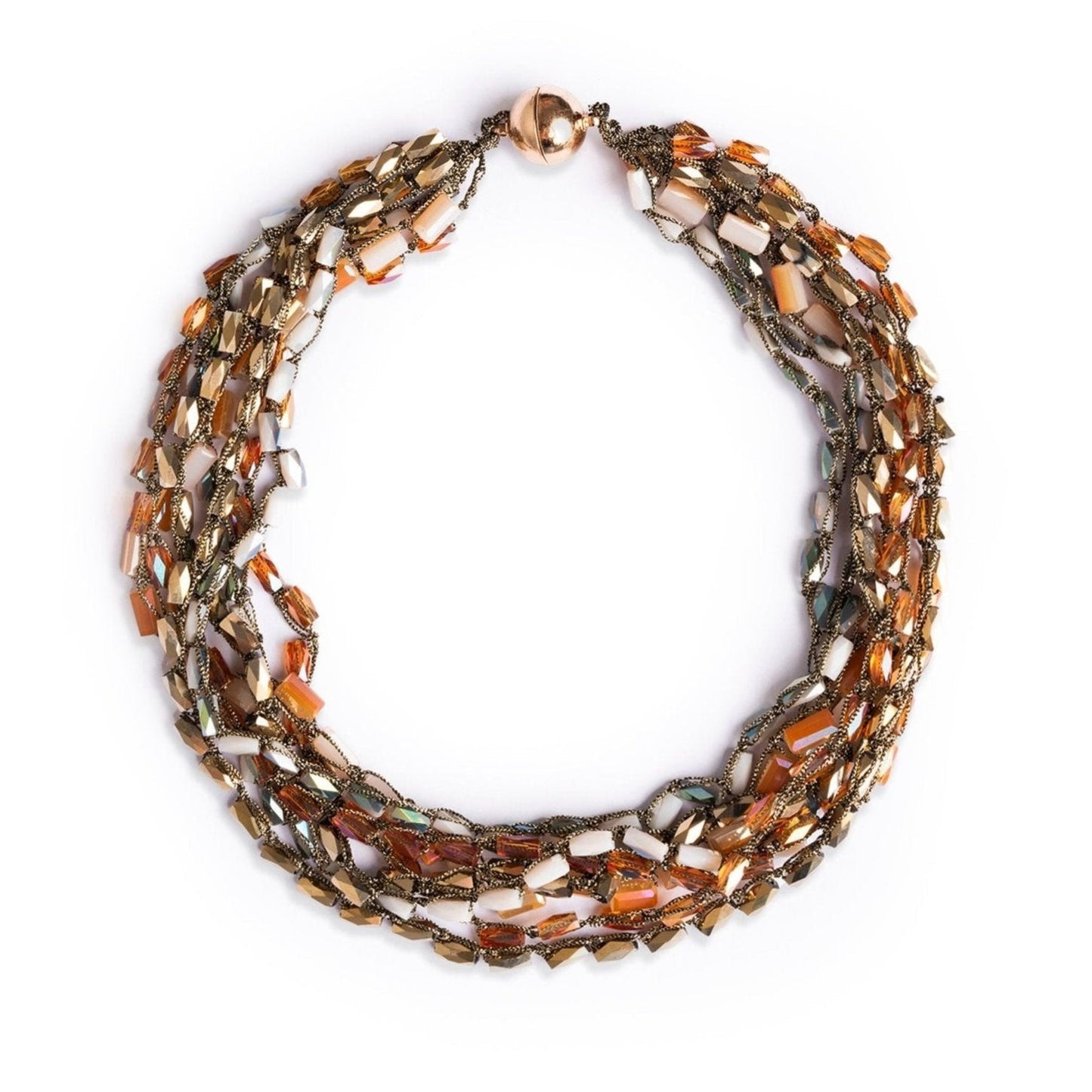 Collana girocollo torciglione con pietre in vetro nuances beige ed arancio - Mya Accessories