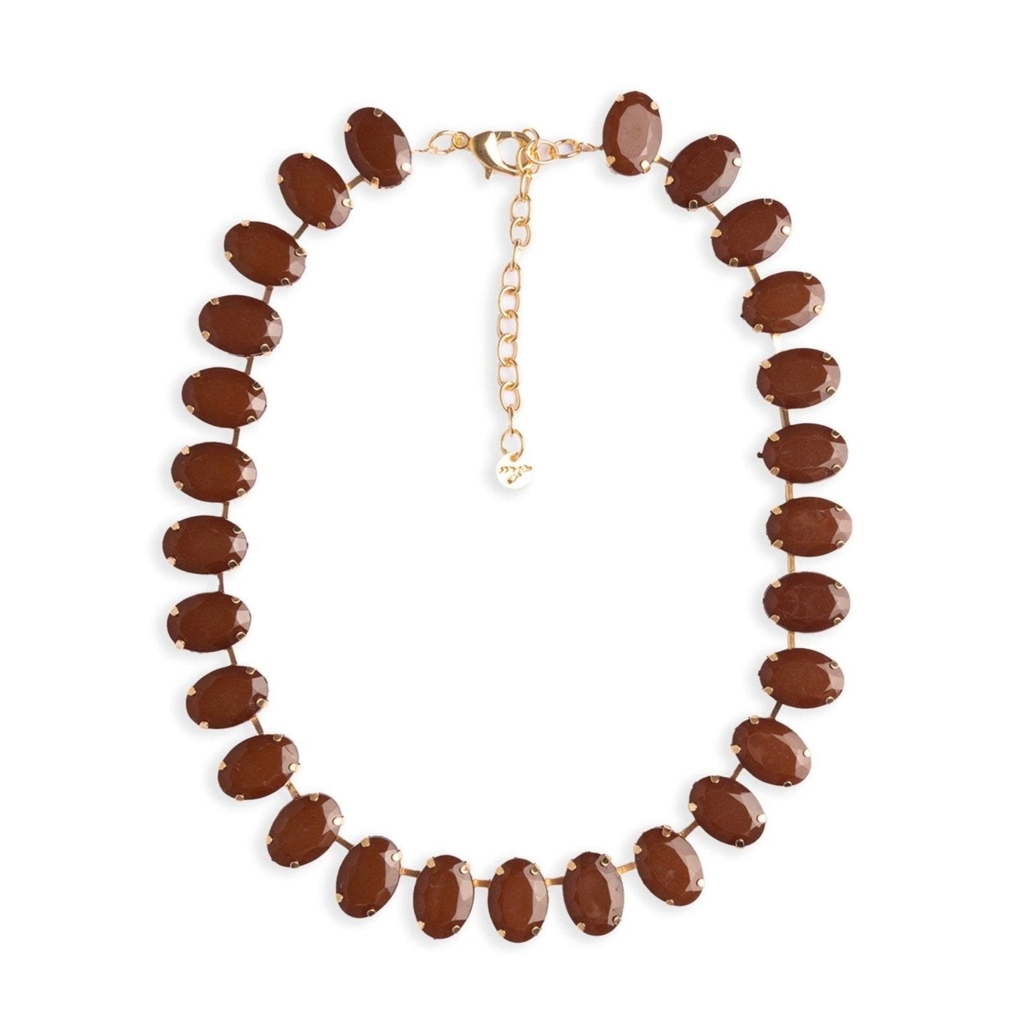 Collana girocollo con pietre ovali in resina marrone - Mya Accessories