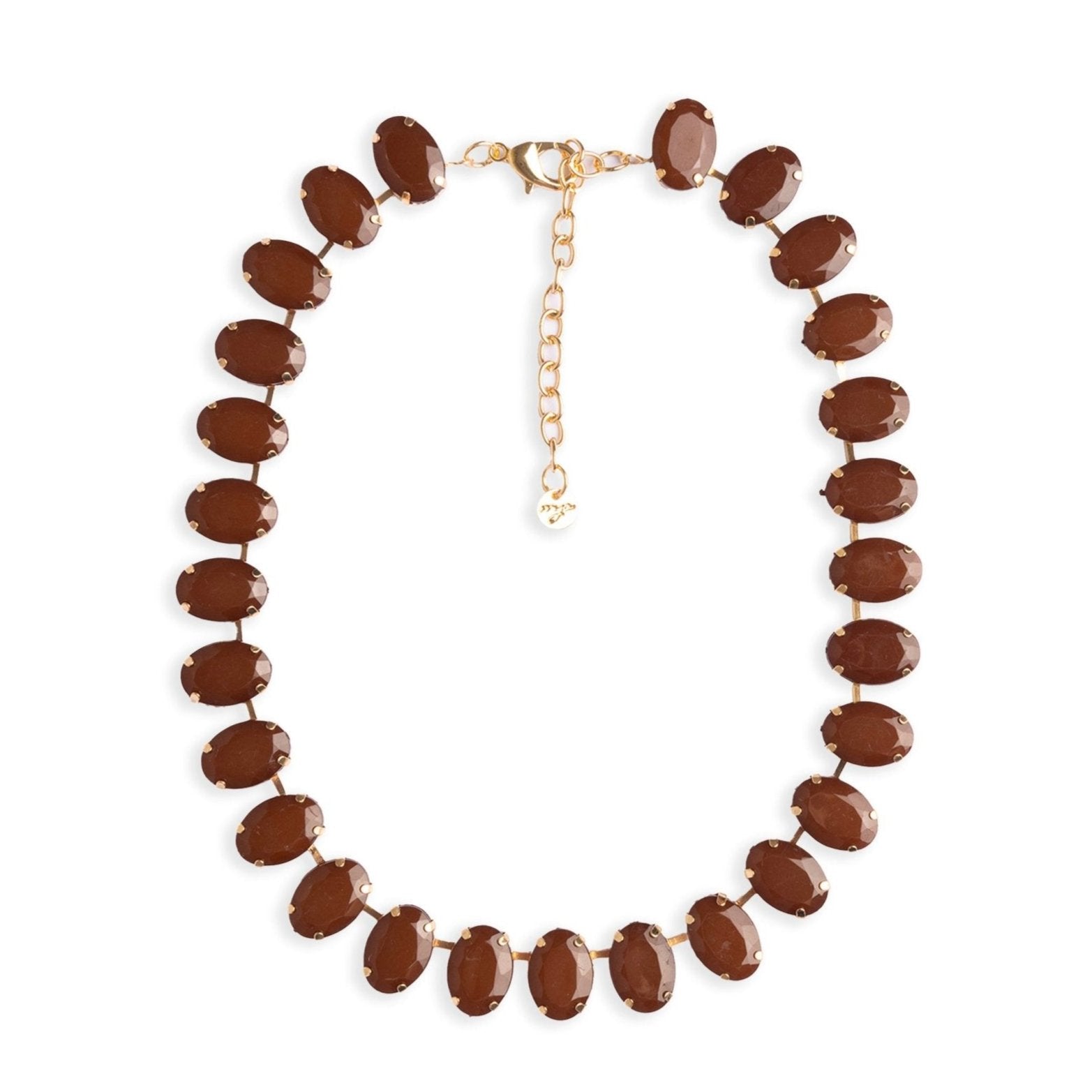 Collana girocollo con pietre ovali in resina marrone - Mya Accessories