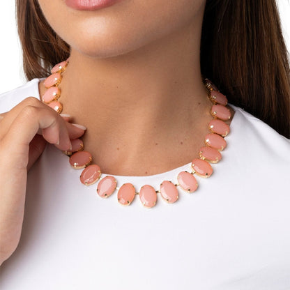 Collana girocollo con pietre ovali in resina pesca - Mya Accessories