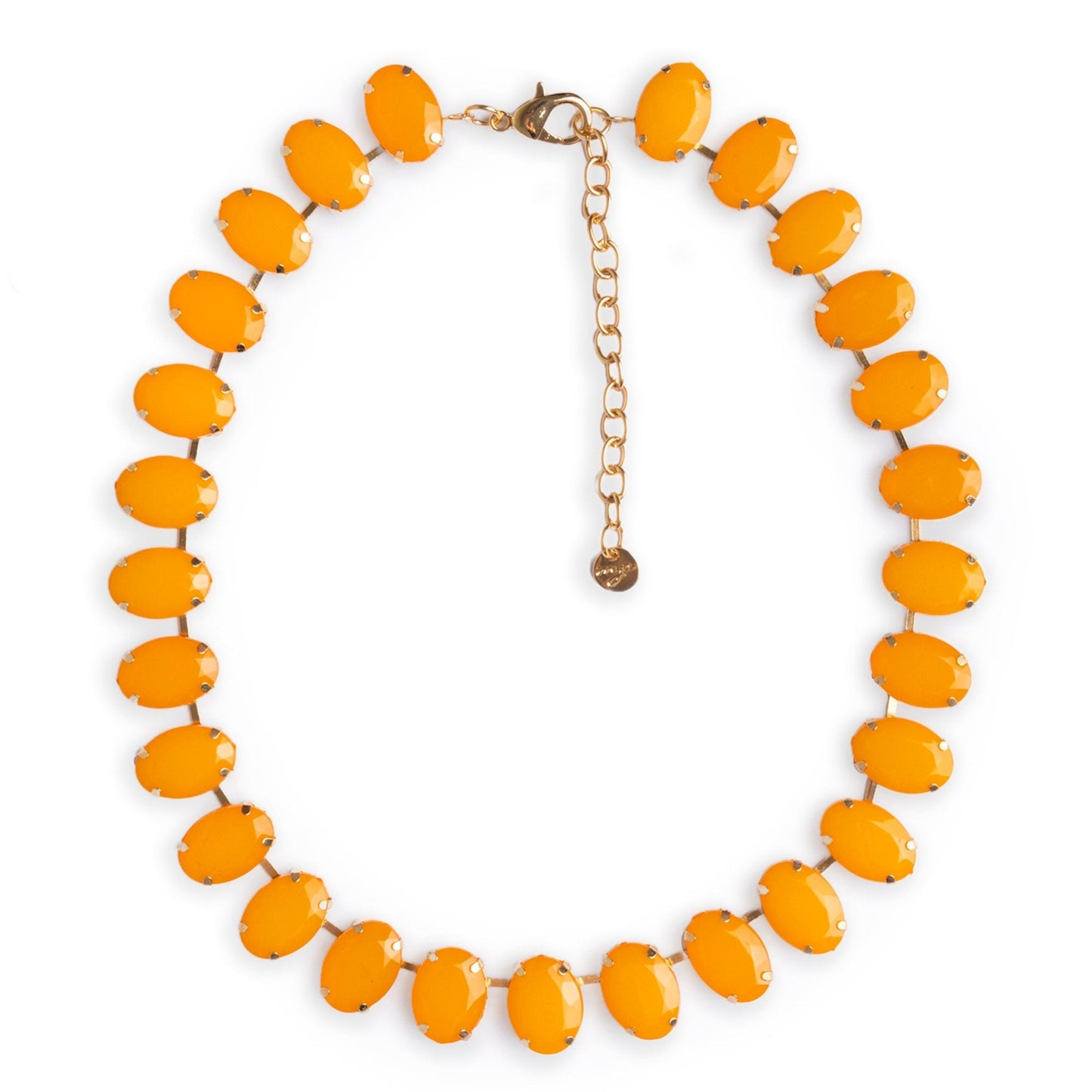 Collana girocollo con pietre ovali in resina senape