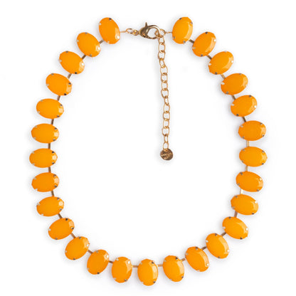 Collana girocollo con pietre ovali in resina senape