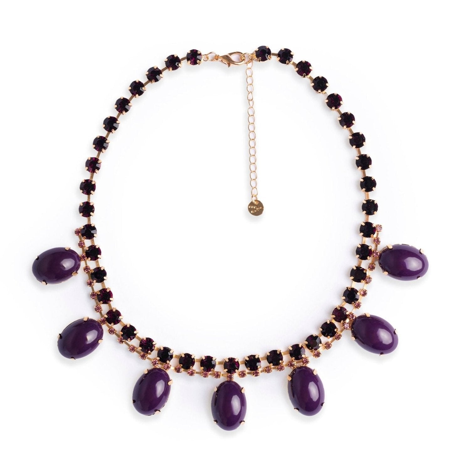 Collana girocollo in metallo con pietre in vetro e resina viola - Mya Accessories