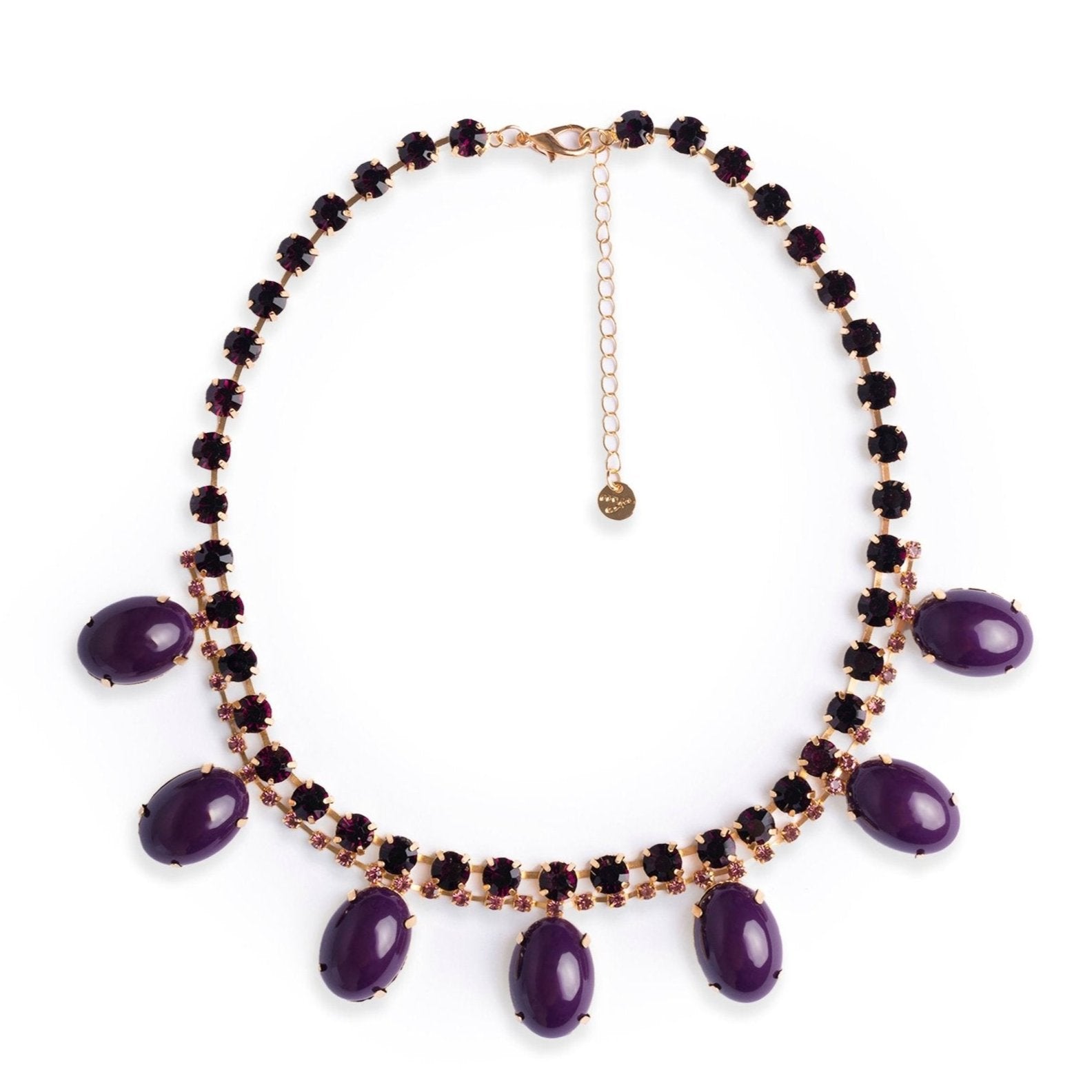 Collana girocollo in metallo con pietre in vetro e resina viola - Mya Accessories
