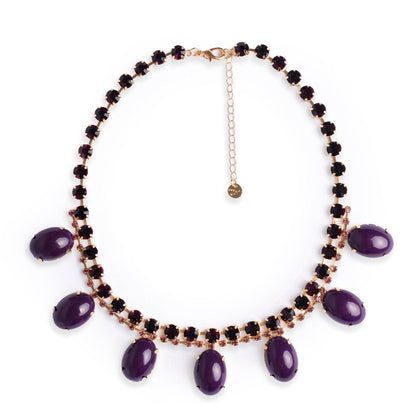 Collana girocollo in metallo con pietre in vetro e resina viola - Mya Accessories
