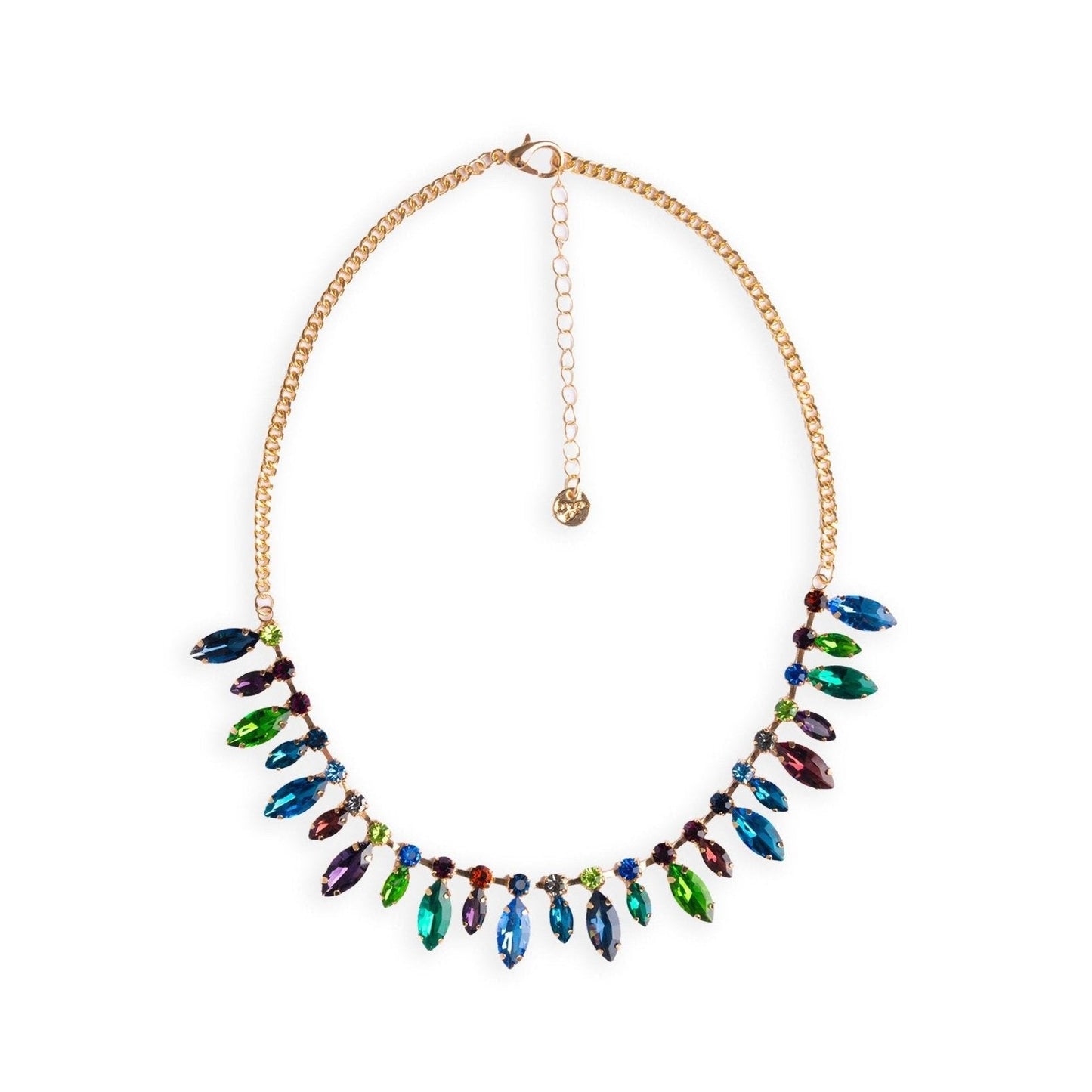 Collana girocollo a catena con pietre in vetro a forma di foglia multicolore - Mya Accessories