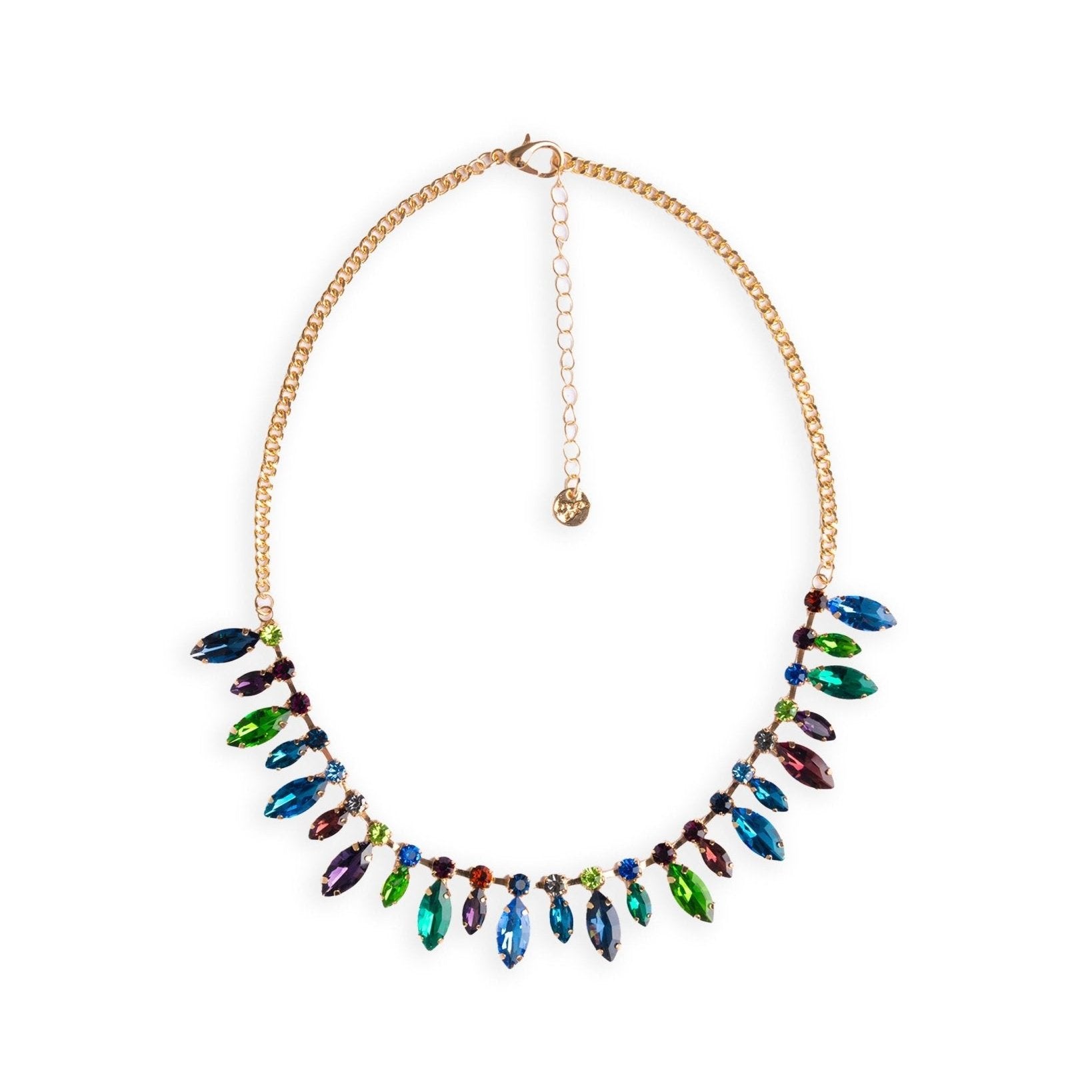 Collana girocollo a catena con pietre in vetro a forma di foglia multicolore - Mya Accessories
