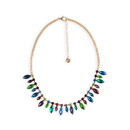Collana girocollo a catena con pietre in vetro a forma di foglia multicolore - Mya Accessories