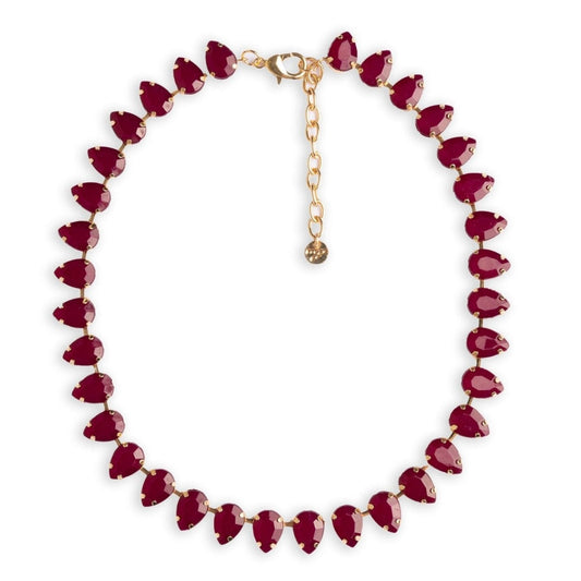 Collana girocollo in metallo con pietre a goccia in resina bordeaux - Mya Accessories