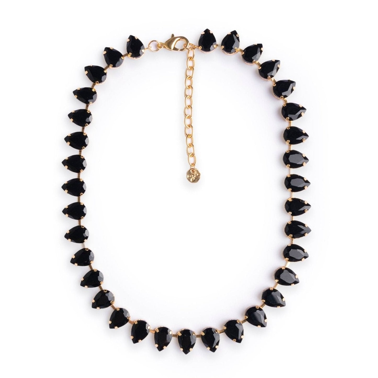 Collana girocollo in metallo con pietre a goccia in resina nere - Mya Accessories
