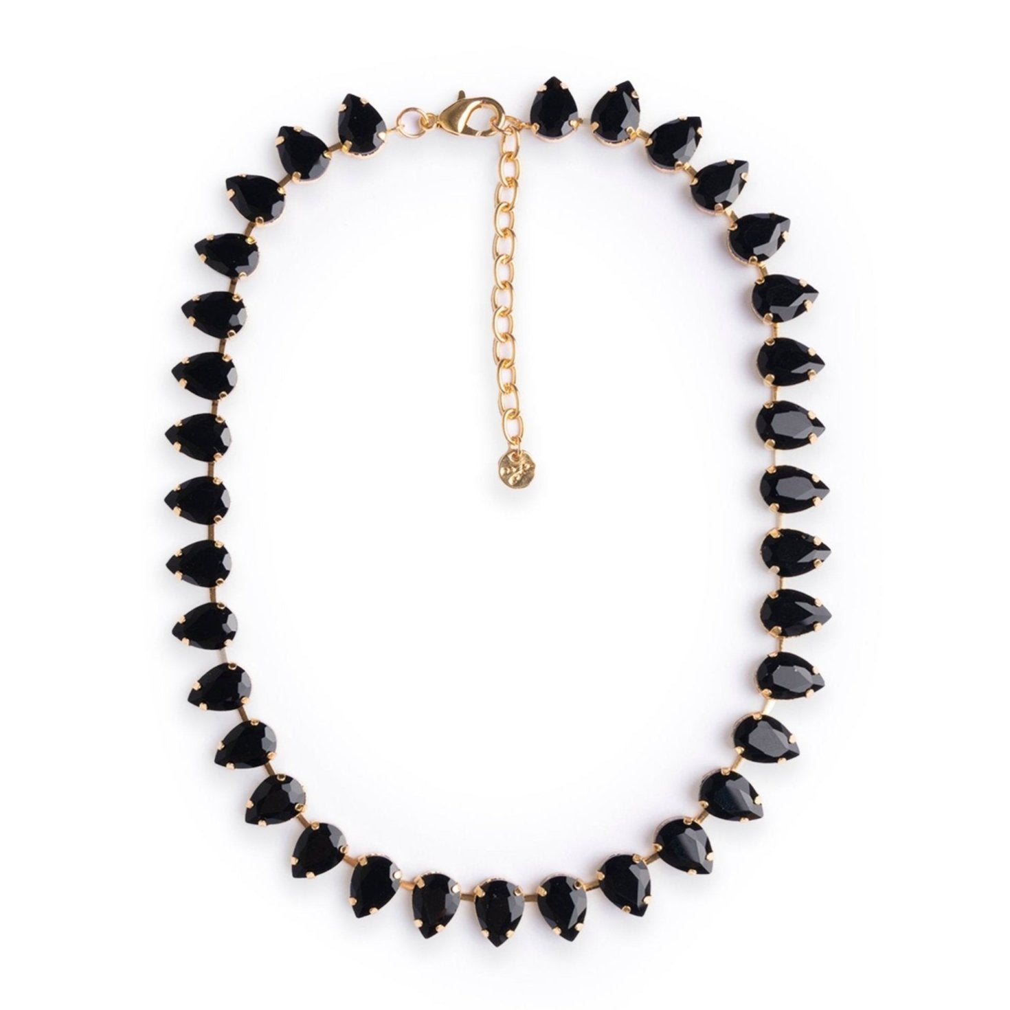 Collana girocollo in metallo con pietre a goccia in resina nere - Mya Accessories