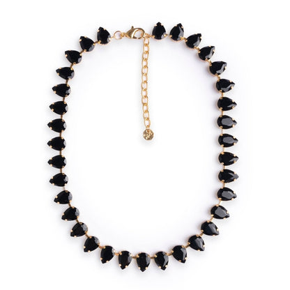Collana girocollo in metallo con pietre a goccia in resina nere - Mya Accessories