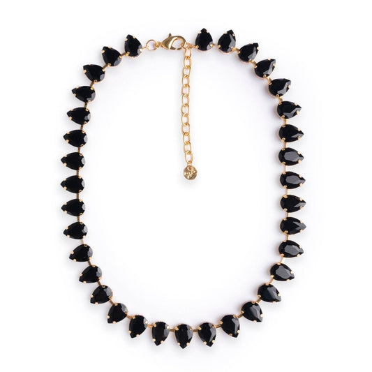 Collana girocollo in metallo con pietre a goccia in resina nere - Mya Accessories