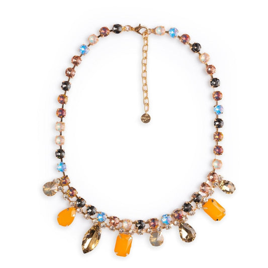 Collana girocollo con pietre in vetro champagne e senape - Mya Accessories
