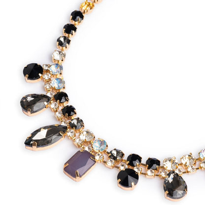 Collana girocollo con pietre in vetro nere e crystal - Mya Accessories