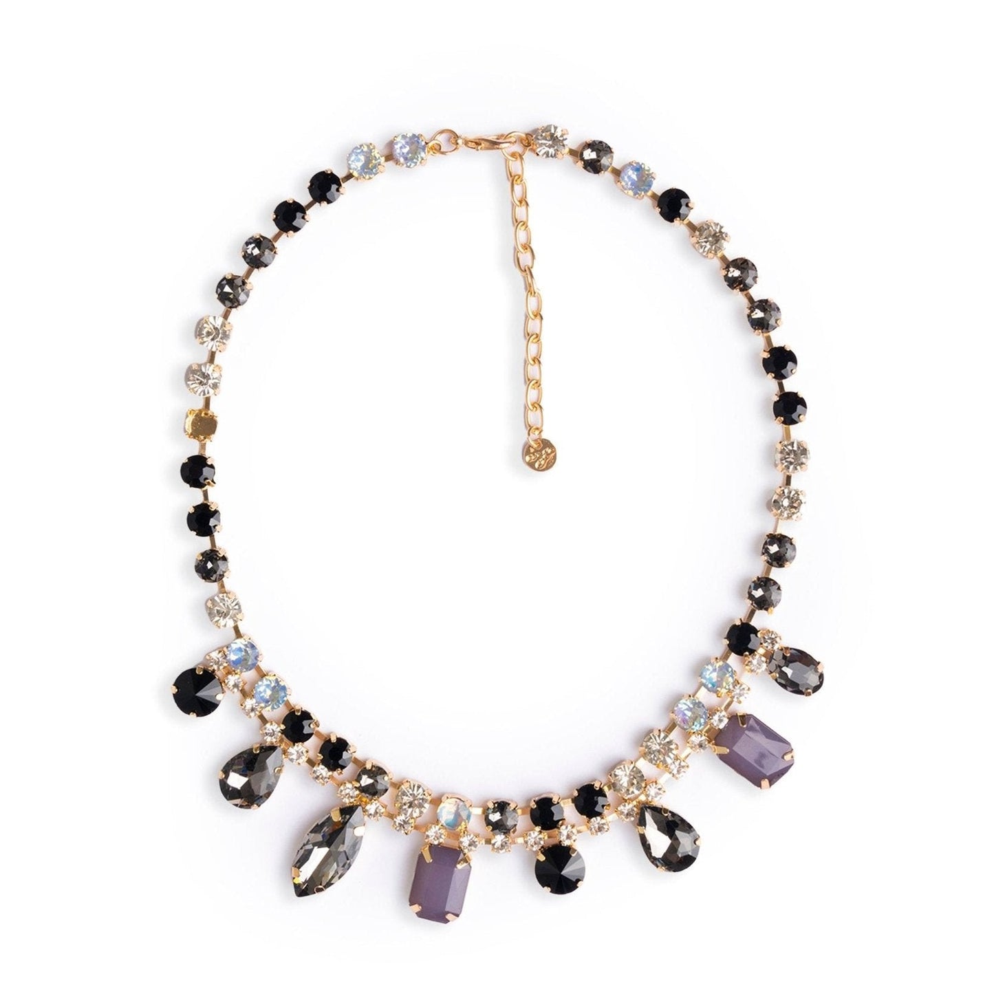 Collana girocollo con pietre in vetro nere e crystal - Mya Accessories