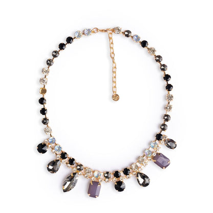 Collana girocollo con pietre in vetro nere e crystal - Mya Accessories