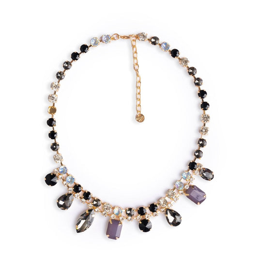 Collana girocollo con pietre in vetro nere e crystal - Mya Accessories