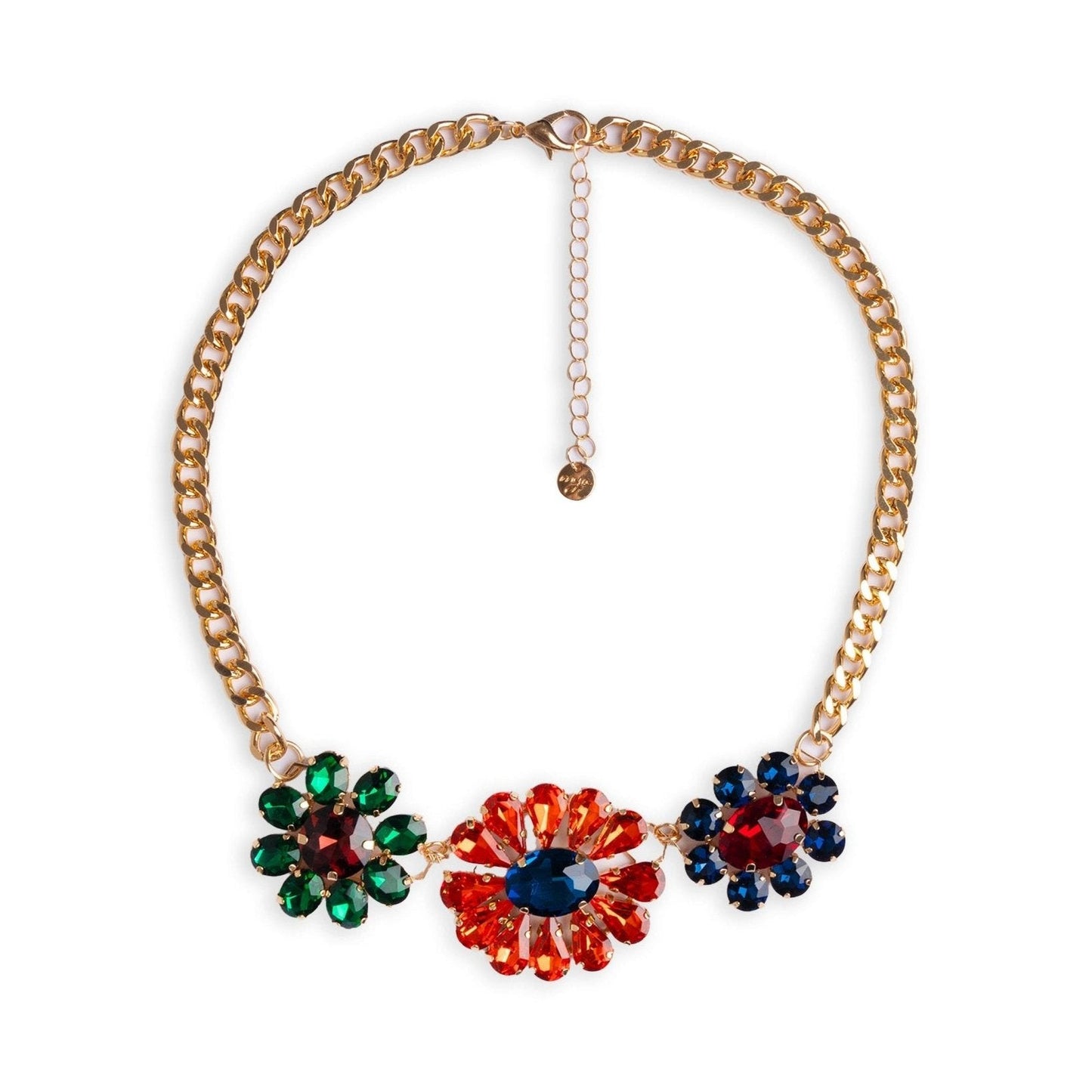 Collana girocollo a catena con tre charms a fiori in vetro multicolore - Mya Accessories