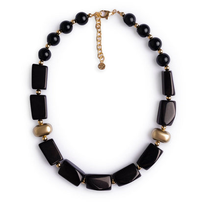 Collana girocollo in resina ed acrilico nero