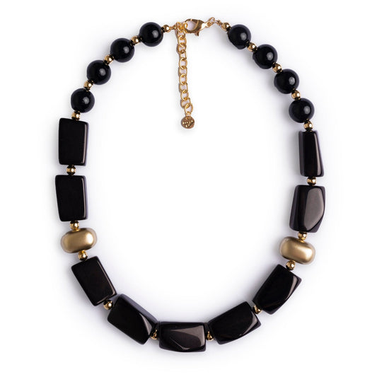 Collana girocollo in resina ed acrilico nero