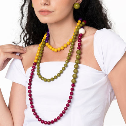 Collana lunga con sfere multicolore in acrilico - Mya Accessories