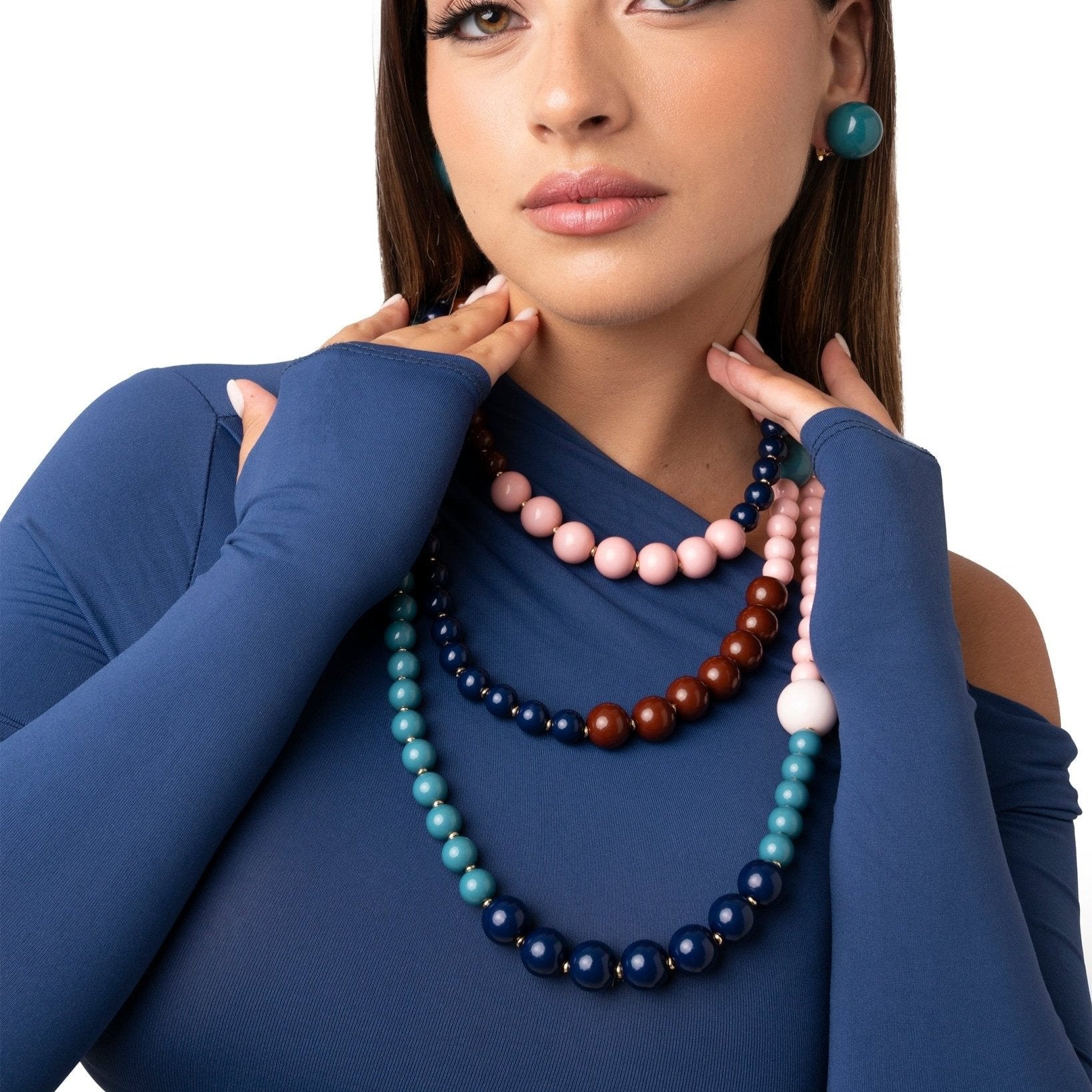 Collana lunga con sfere multicolore in acrilico - Mya Accessories