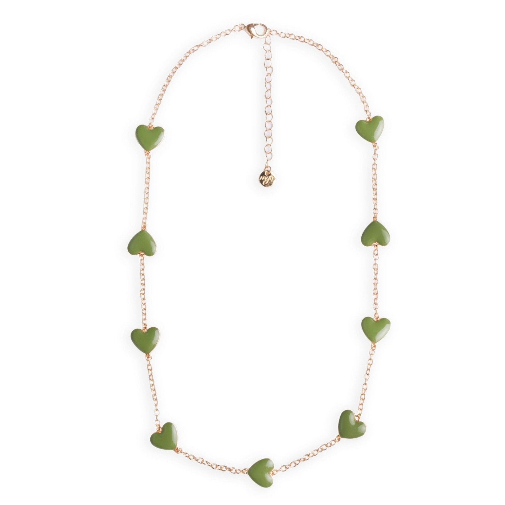 Collana girocollo a catena con cuori smaltati verdi - Mya Accessories