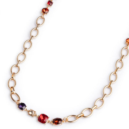 Collana lunga a catena con pietre in vetro tono topazio - Mya Accessories