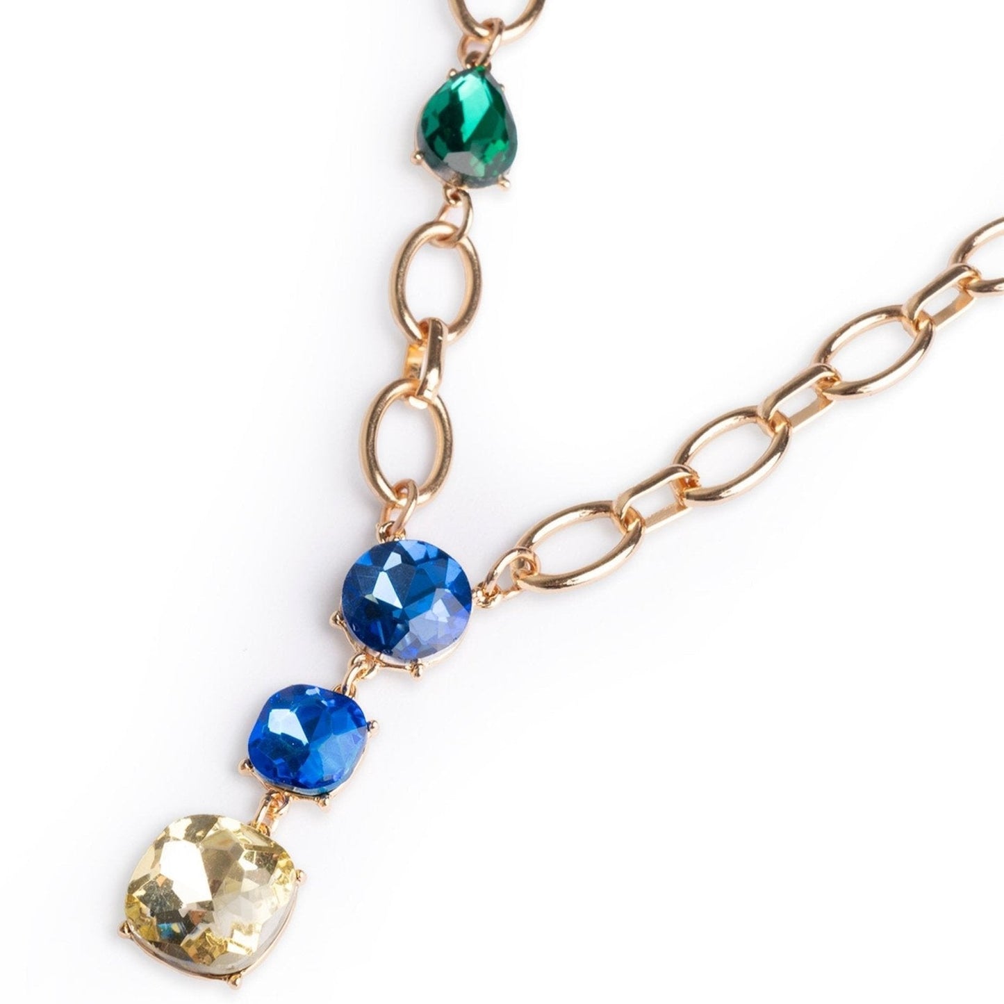 Collana girocollo a catena con pietre pendenti in vetro tono blu - Mya Accessories