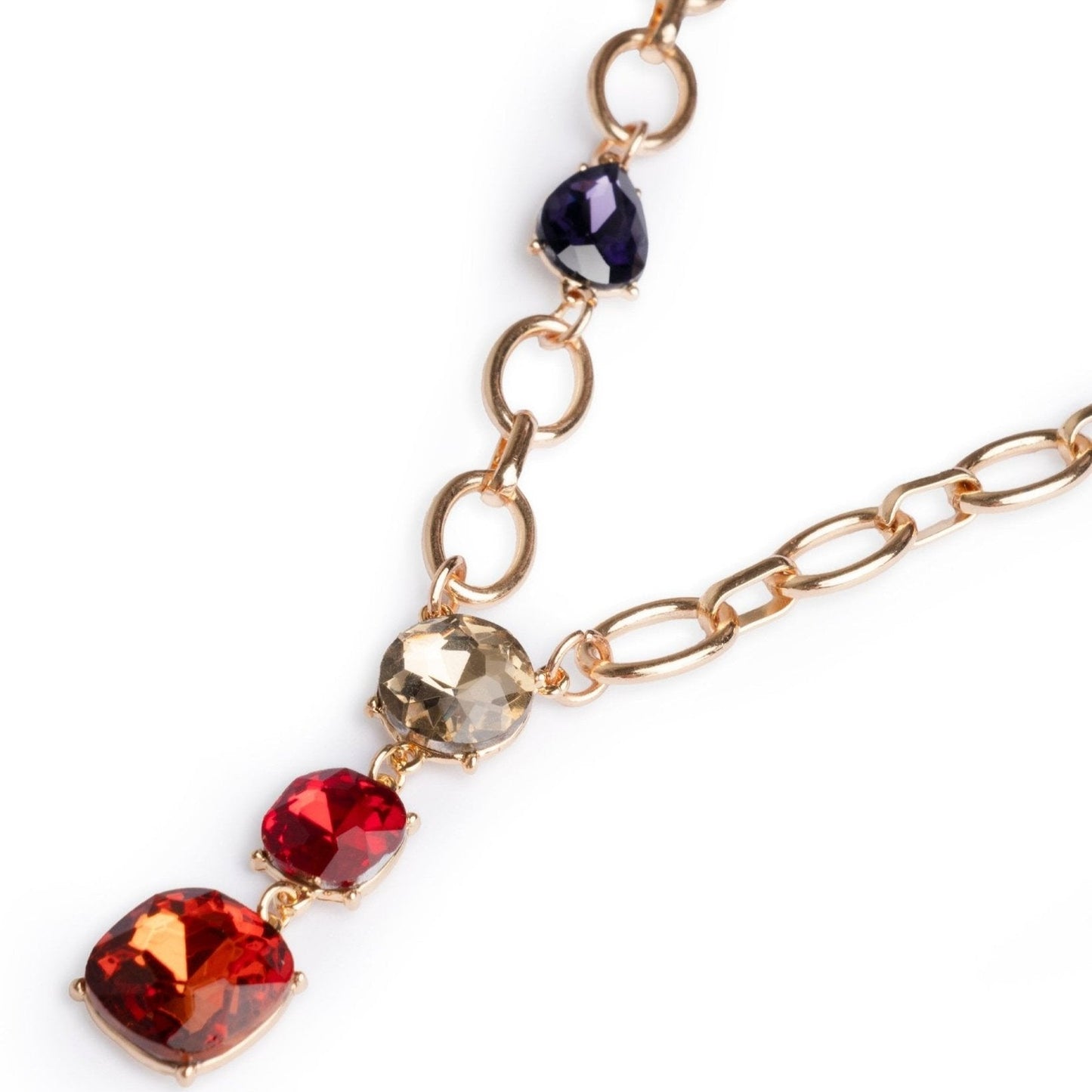 Collana girocollo a catena con pietre pendenti in vetro tono topazio - Mya Accessories