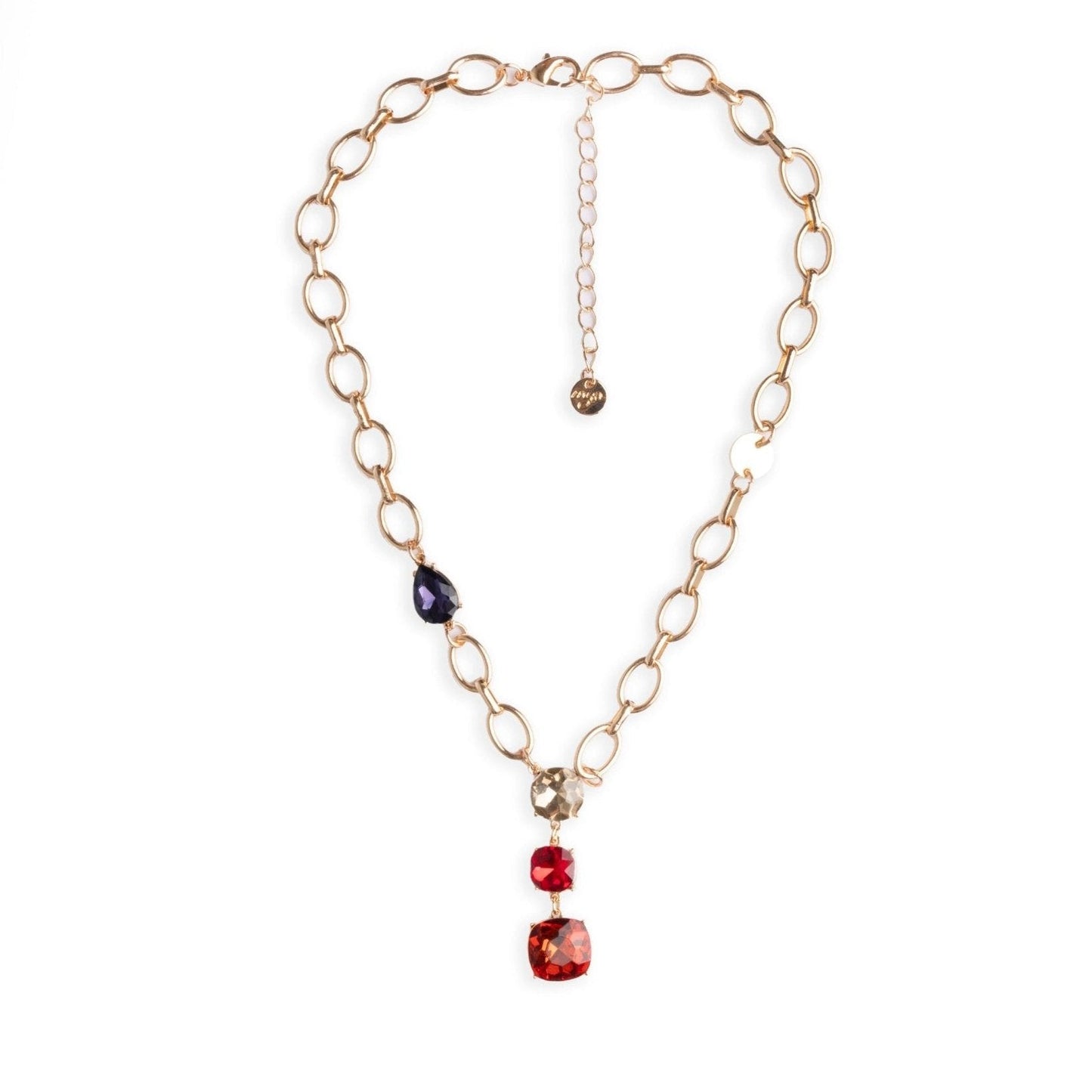 Collana girocollo a catena con pietre pendenti in vetro tono topazio - Mya Accessories