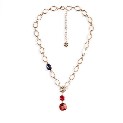 Collana girocollo a catena con pietre pendenti in vetro tono topazio - Mya Accessories