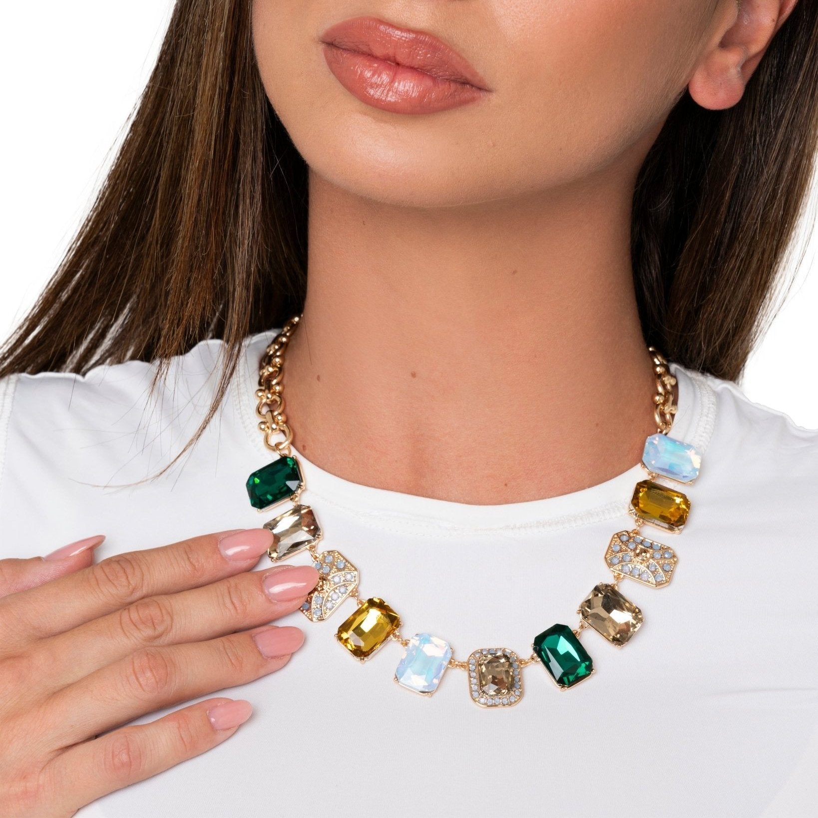 Collana girocollo con inserti in vetro multicolore - Mya Accessories
