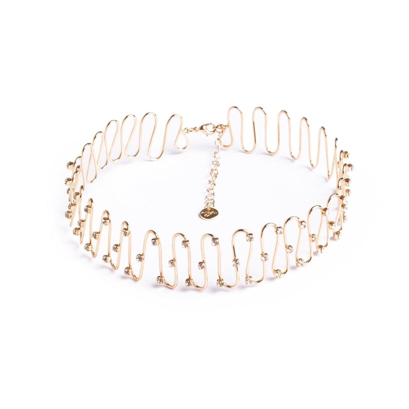 Girocollo rigido ondulato con pietre crystal - Mya Accessories