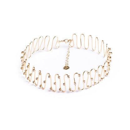 Girocollo rigido ondulato con pietre crystal - Mya Accessories