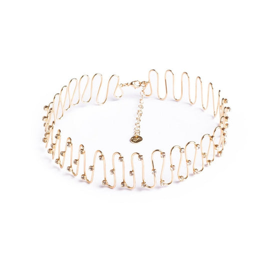Girocollo rigido ondulato con pietre crystal - Mya Accessories
