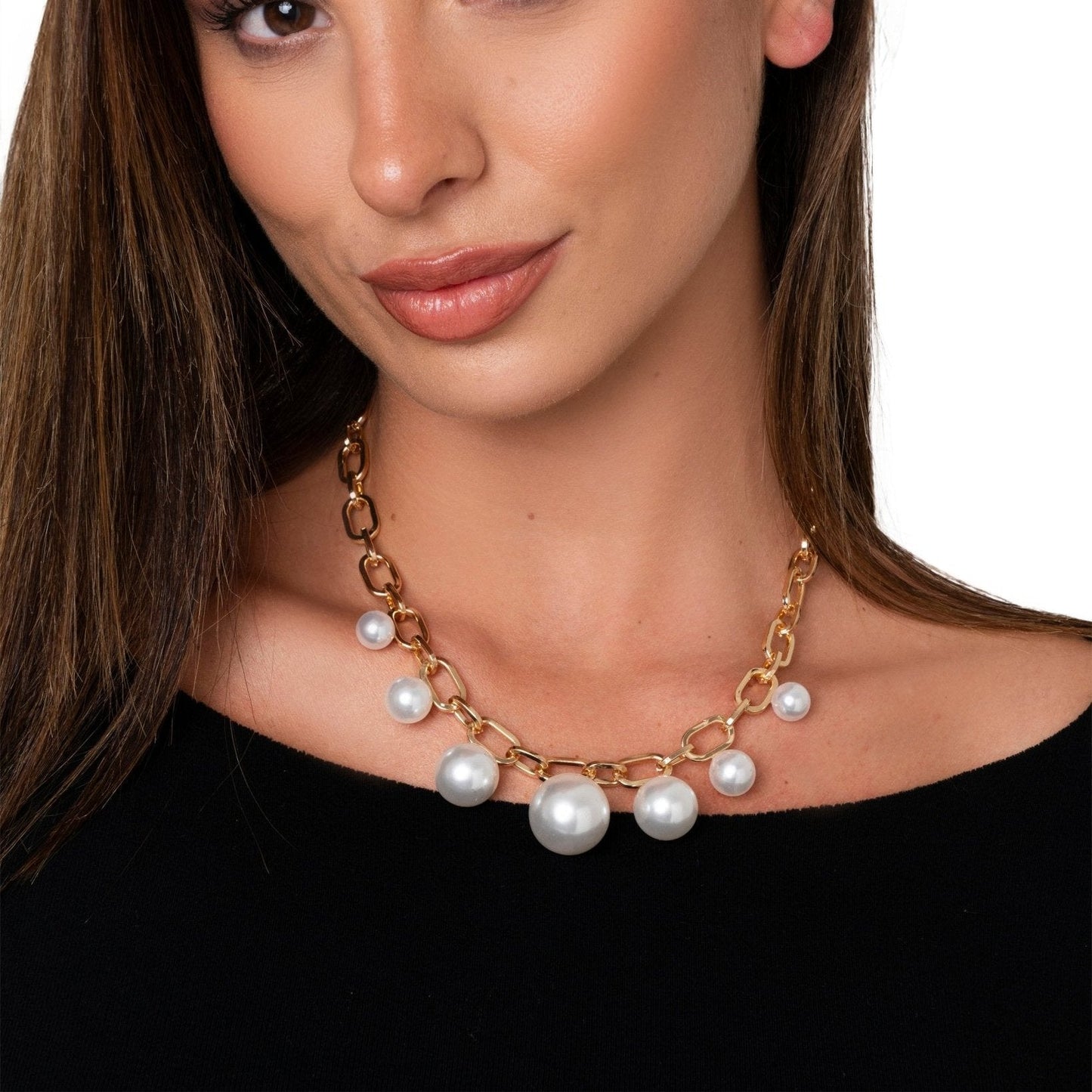 Collana girocollo a catena con sfere perlate pendenti - Mya Accessories