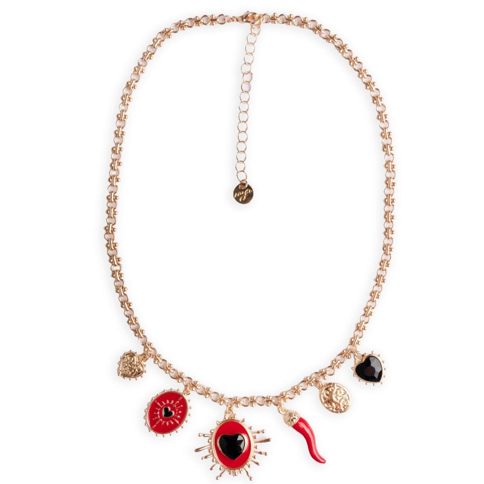 Collana girocollo a catena con charms rossi e neri - Mya Accessories