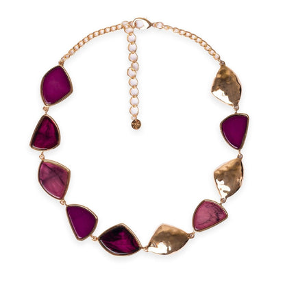 Collana girocollo in metallo a catena con inserti triangolari in acrilico viola - Mya Accessories