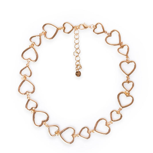 Collana girocollo con cuori in metallo - Mya Accessories