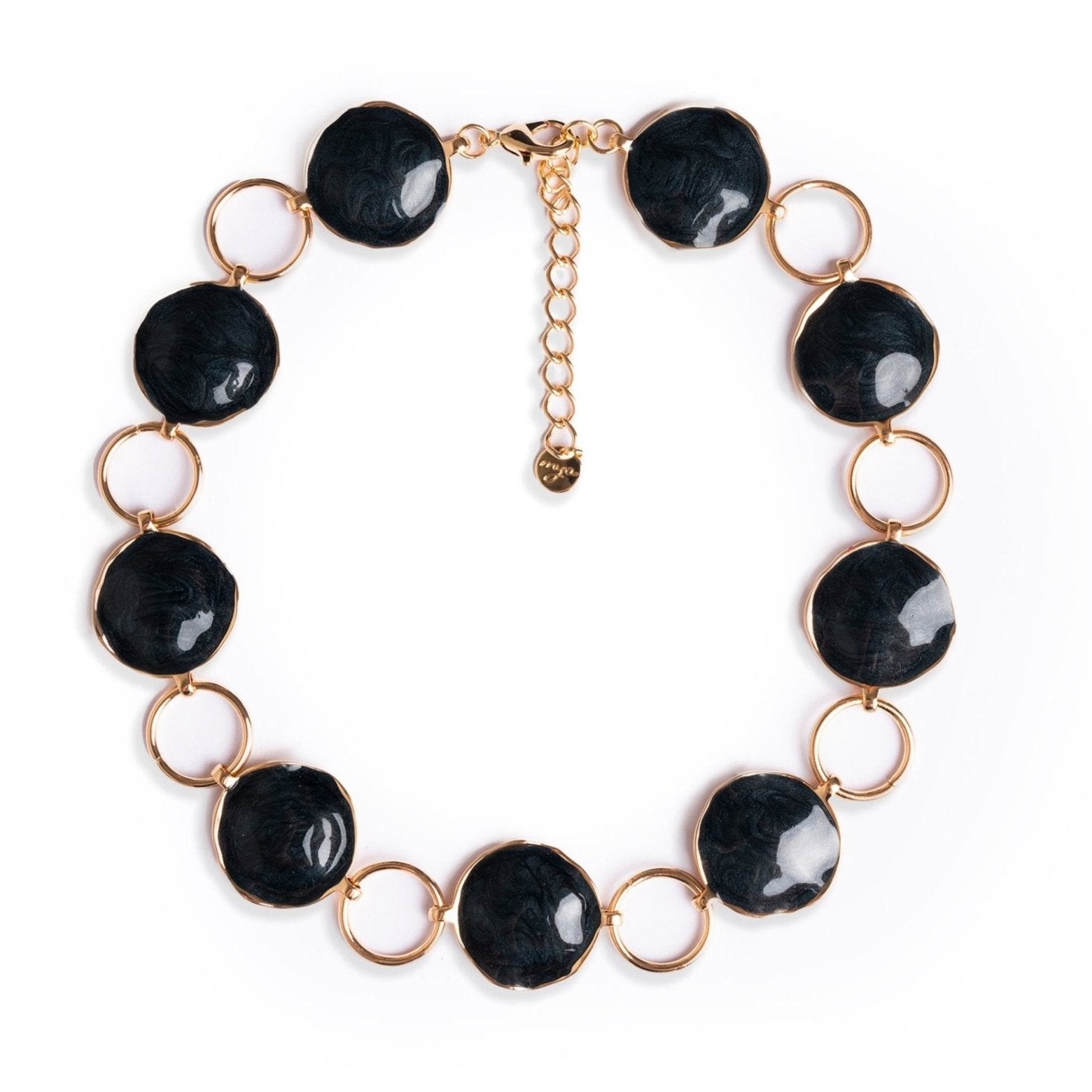 Collana girocollo in metallo con cerchi marmorizzati grigio scuro - Mya Accessories