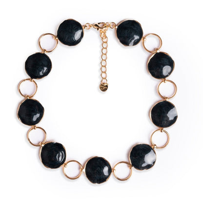 Collana girocollo in metallo con cerchi marmorizzati grigio scuro - Mya Accessories