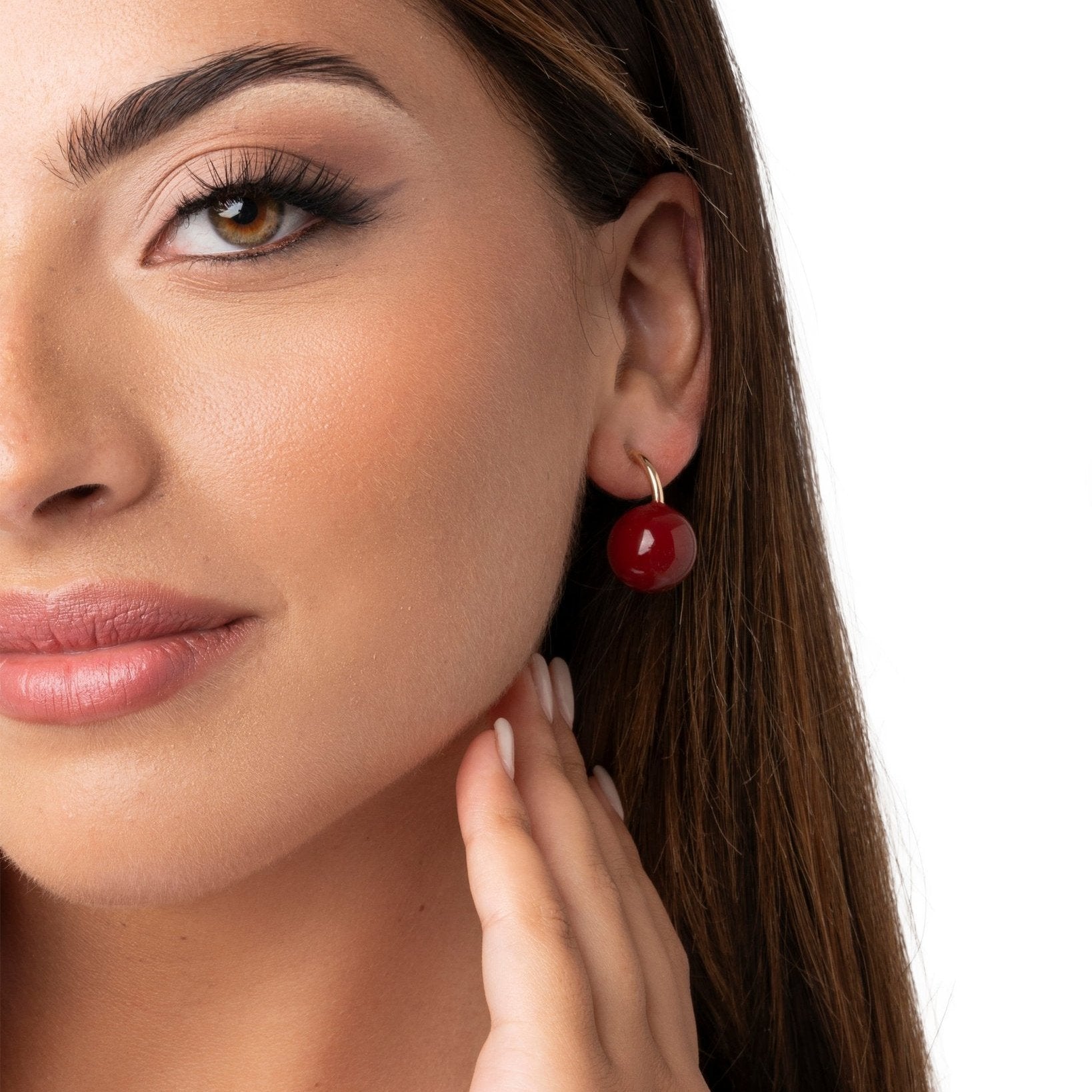 Orecchini con sfera in acrilico ruggine - Mya Accessories